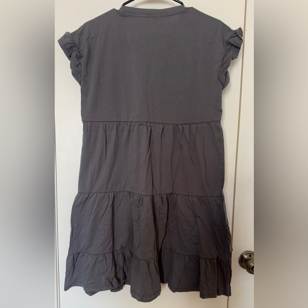 Time and true women’s short sleeve plain ruffle tunic midi gray flows size XS - Picture 6 of 11